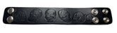 Wholesale THICK ENGRAVED SKULL BLACK LEATHER CUFF BRACELET